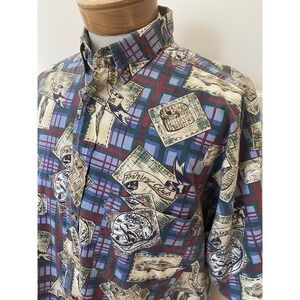 Vintage Ducks Unlimited Men's Sz Large Short Sleeve Button Down Shirt Fisherman